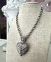 Angel Wings Heart Necklace - Silver - Image #3