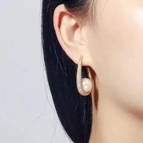 Pearl Hoops - Gold - Image #2