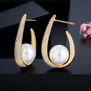 Pearl Hoops - Gold - Image #1