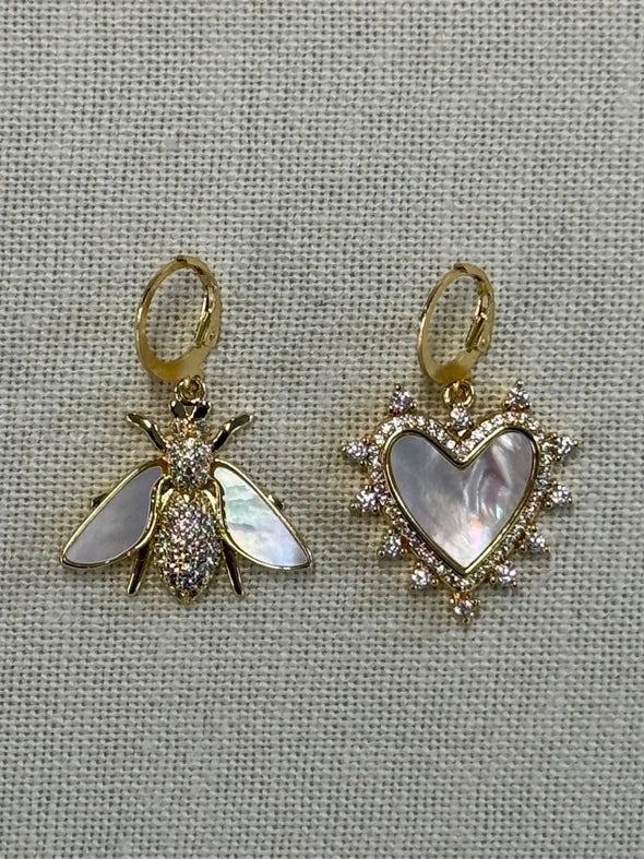 Bee Heart Earrings - Image #1