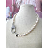 Fancy Clasp Pearl Necklace - SIlver - Image #3