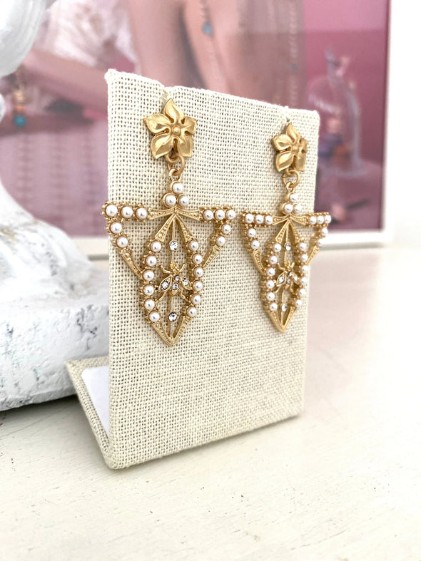 Modern West Pearl Earrings - Gold - Image #2