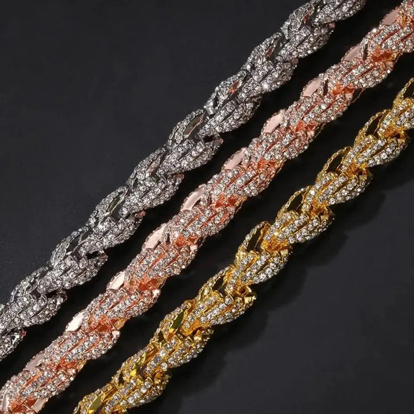 Crystal CZ Rope Necklace - Gold - Image #4