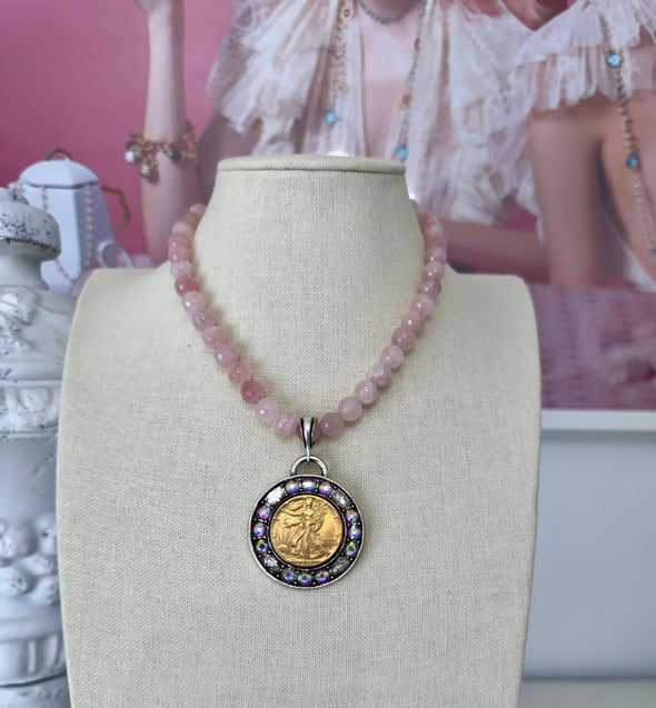 Sicily Goddess Necklace - Rose Quartz - Image #2