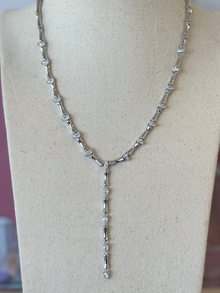 Bamboo Lariat Necklace - Silver
