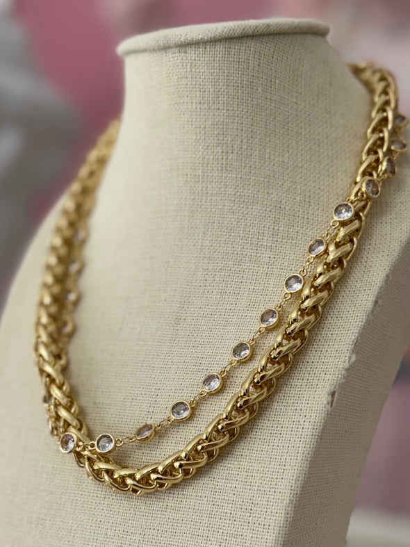 Rolo CZ Chain Necklace - Gold