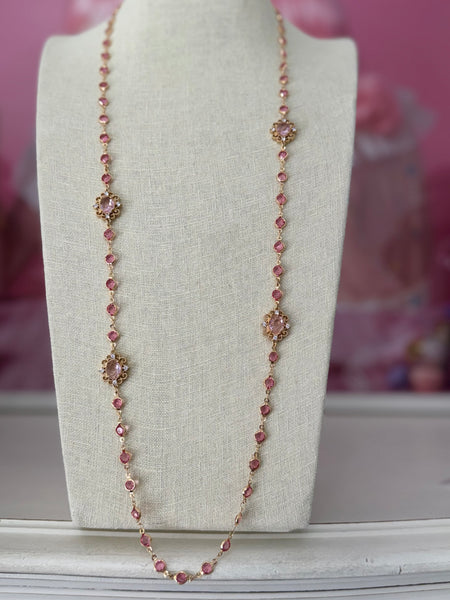 Daisy Pink Crystal Necklace