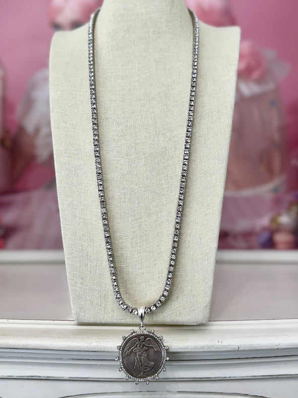 Victory Angel CZ Long Necklace