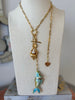 Blue Koi Fish Charm Lariat Necklace