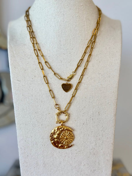 Long Crescent Moon Necklace