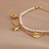 Seashell Charm Pearl Bracelet