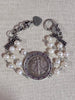 Italian Coin Pearl Bracelet - Silver