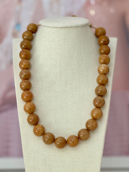 Innate Polish Golden Jade Stone Necklace