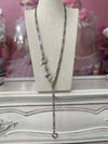 Horsebit Belt, Lariat, Short Necklace - Rhodium Silver