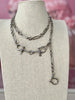 Horsebit Belt, Lariat, Short Necklace - Rhodium Silver