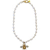 Honey Bee Pearl Necklace - Gold