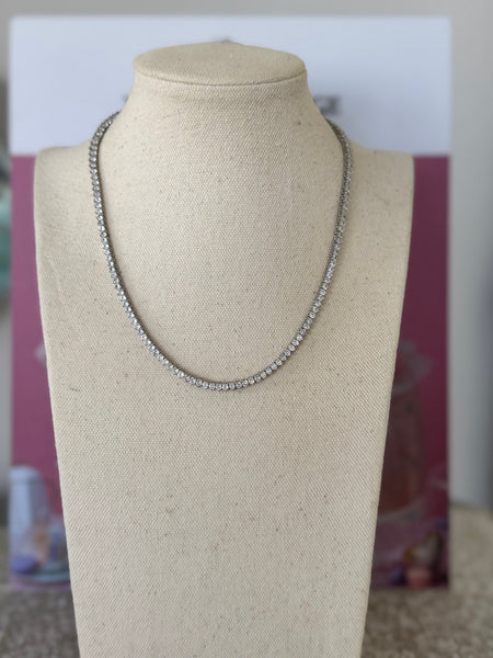 CZ Tennis Necklace - Silver