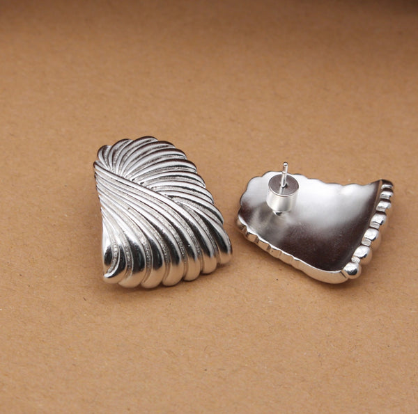 Retro Swirl Earrings - Silver