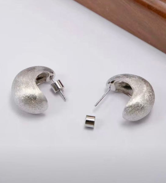 Brushed Silver Huggies