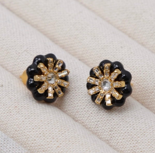 Black Flower Stud Earrings