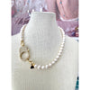 Fancy Clasp Pearl Necklace - Gold - Image #2