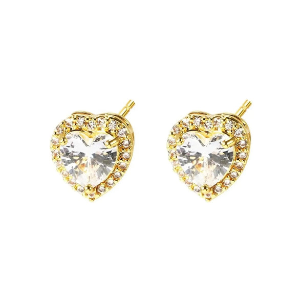Heart Pave Studs - Gold - Image #2