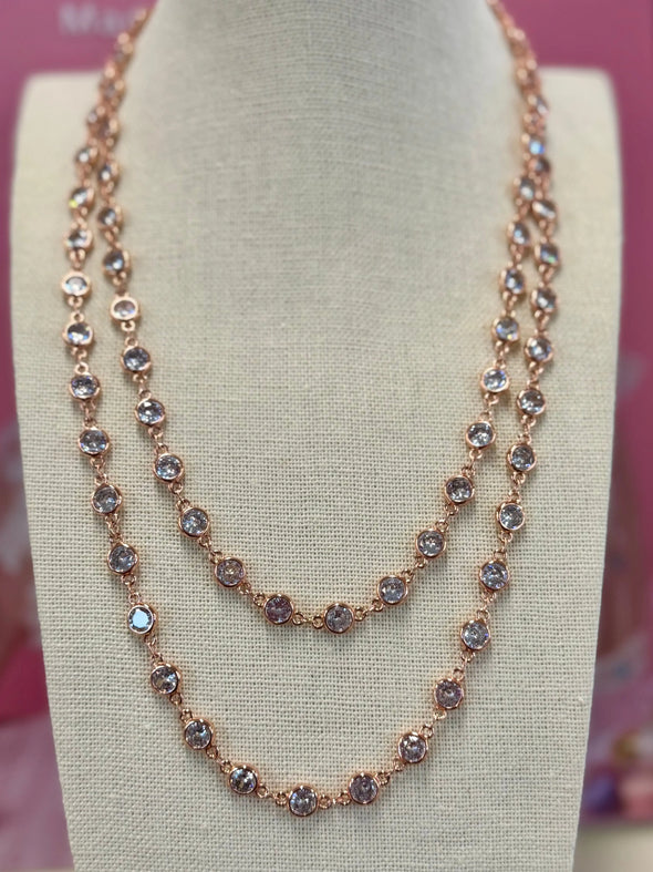 CZ By The Yard Necklace - Rose Gold - Image #1