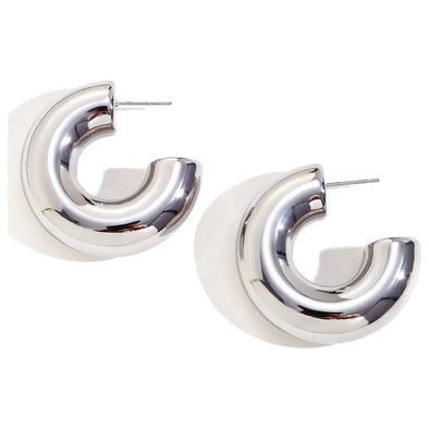 Minimalist Glam Hoops - Silver - Image #1