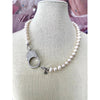 Fancy Clasp Pearl Necklace - SIlver - Image #2