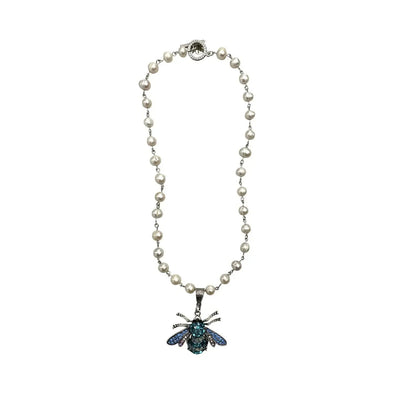 Swarovski Queen Bee Pearl Necklace Blue swarovski Queen bee pearl
