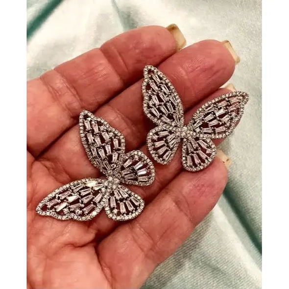 Rhinestone 2025 butterfly earrings
